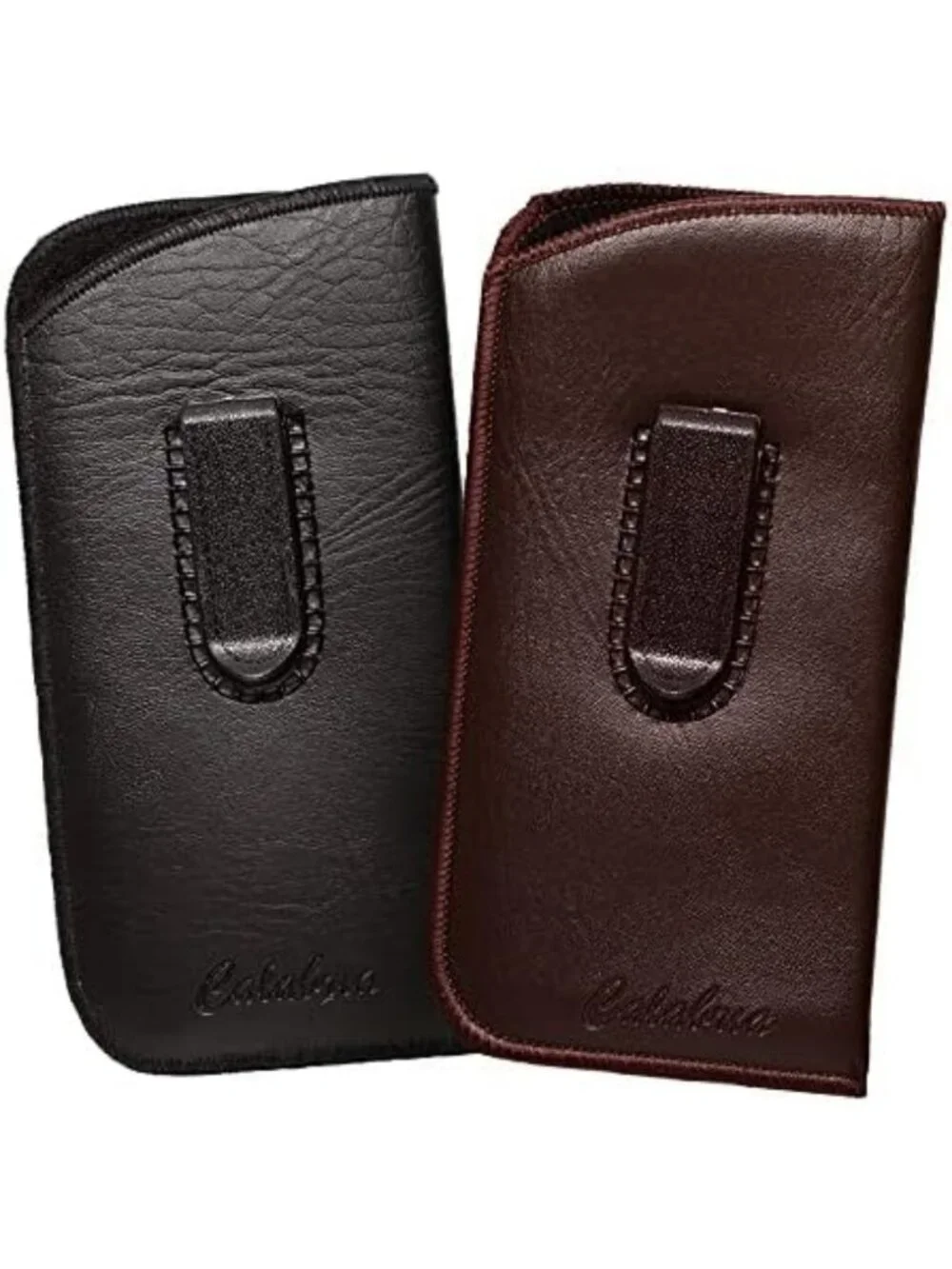 Sleek Faux Leather Eyeglass Case - 2 Pack, Soft Slip-In Design, Compact